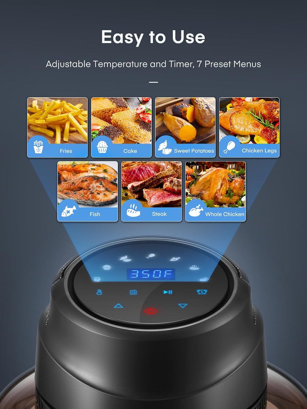 7 in 1 Air Fryer Lid for Instant Pot 6Qt/8Qt with LED Touchscreen D881