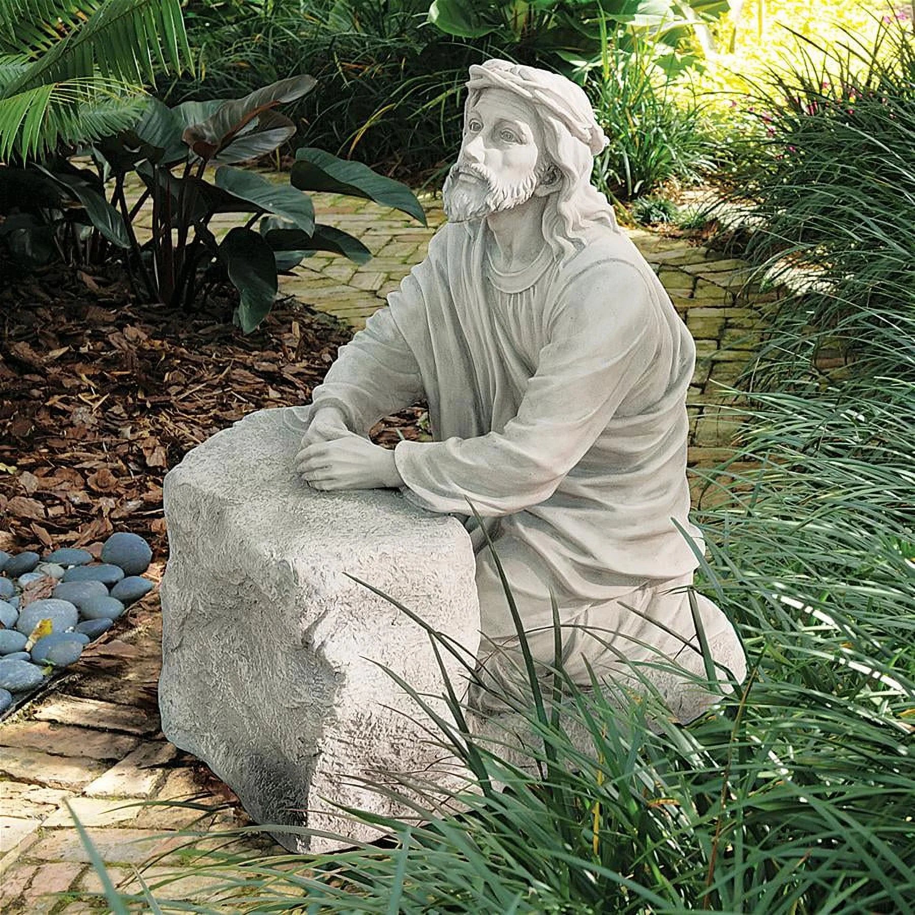 23 Inch Polyresin Antique Stone Religious Garden Statue Z192140