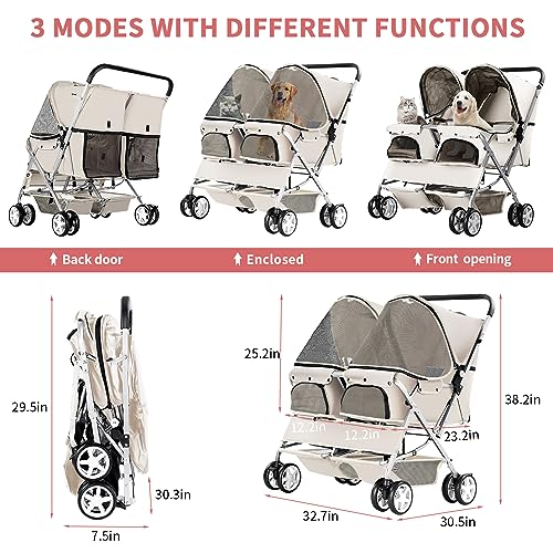 Gray Foldable Double Pet Stroller I822