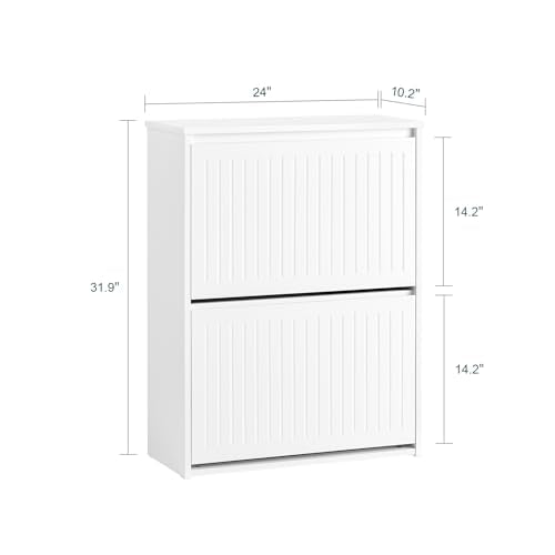 White Shoe Storage Cabinet with 2 Flip-Drawers H8635