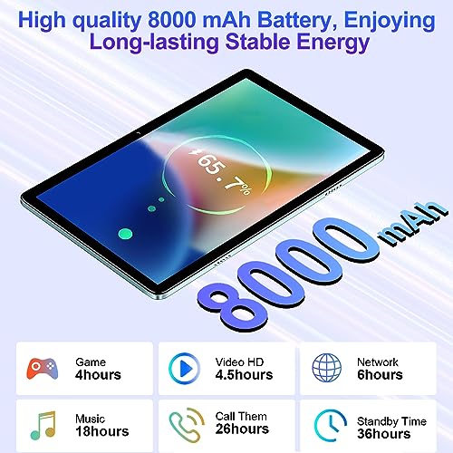 11 Inch Android Tablet with 16GB+256GB+1TB Expand, 8600mAh, Octa-Core 2.0 GHz, 5G WiFi, Dual Camera, Bluetooth 5.0, HD Screen with Keyboard Mouse - Grey Z94037