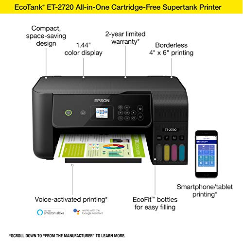 Black Wireless Color All-in-One Supertank Printer with Scanner and Copier W494