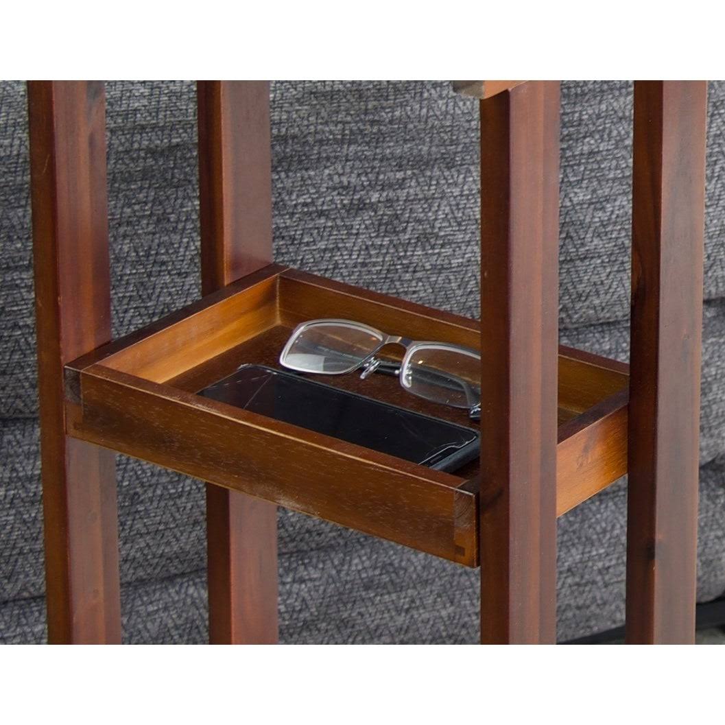 Solid Acacia Wood C Table with Storage Tray - Black Q665592