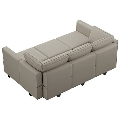 Modular Velvet Sectional Sofa with Chaise Lounge Storage Chaise Bed Couch Grey P6855