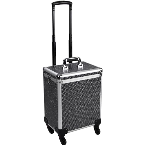 Silver Aluminum Rolling Makeup Train Case with 4 Removable Wheels X455822