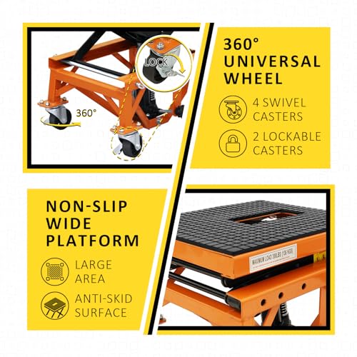 Hydraulic Motorcycle Lift Table, 350 LBS Heavy Duty Scissor Jack Stand with Wide Deck Y807799