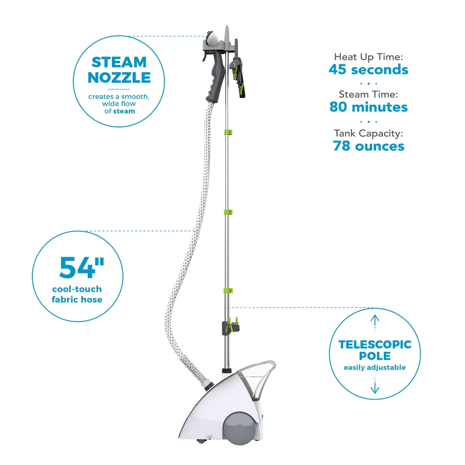White Full-Size Garment Steamer N6809