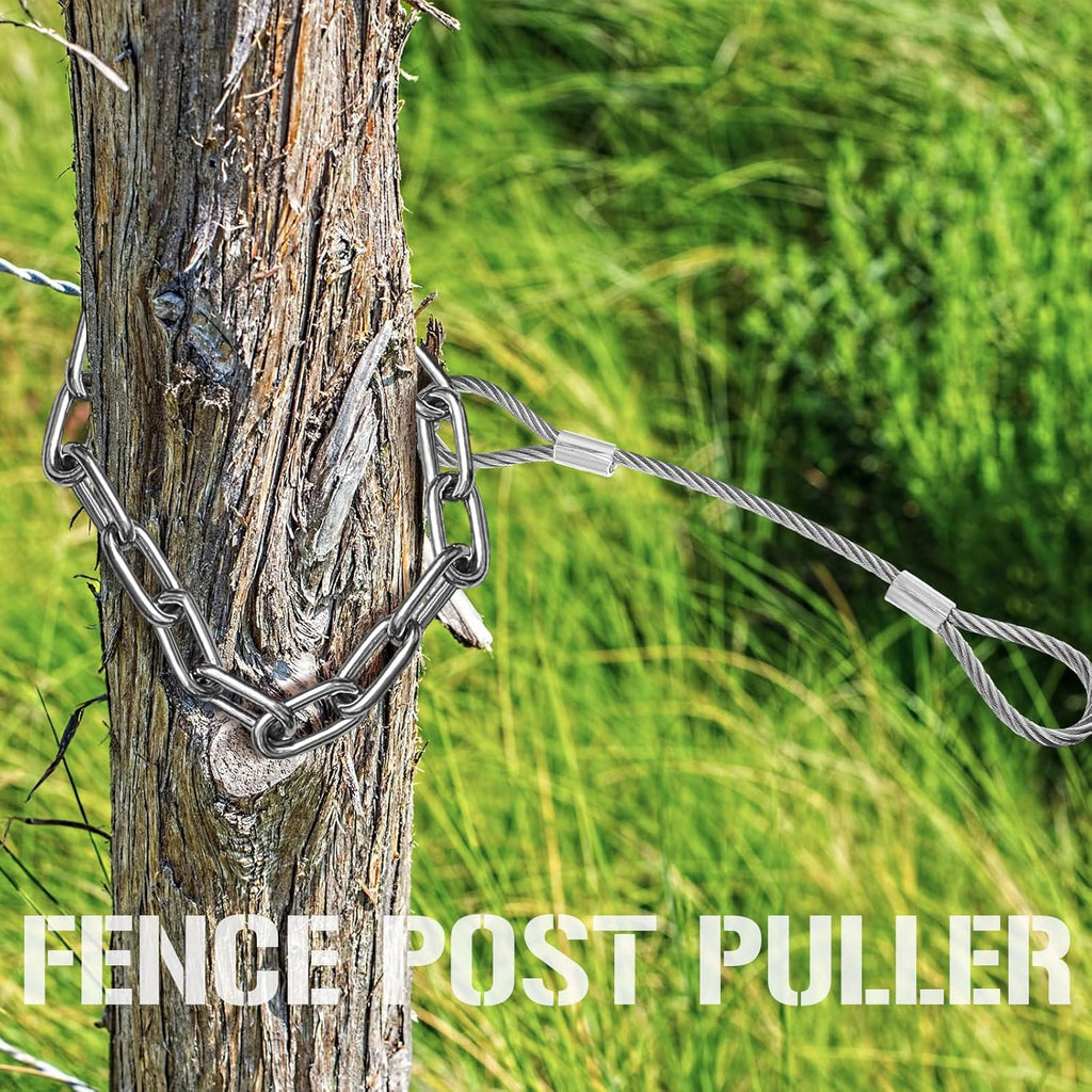Silver 42.13 Inches Long Heavy Duty Fence Post Puller Tool with Chain and Slip Hook X844773