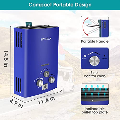 Blue 1.6GPM 6L Portable Propane Tankless Water Heater A1364