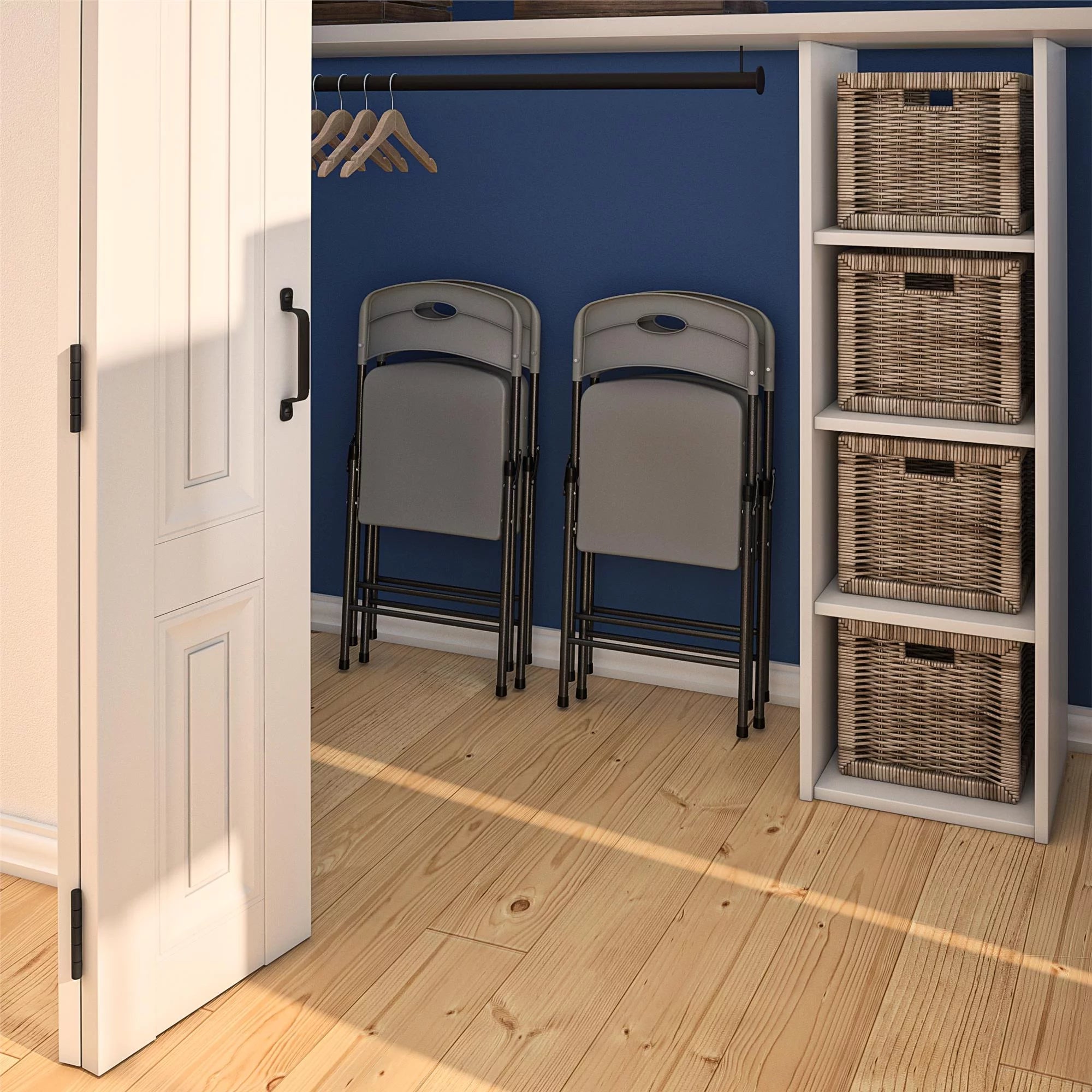 Gray 4-Pack Solid Resin Plastic Folding Chair Y2398