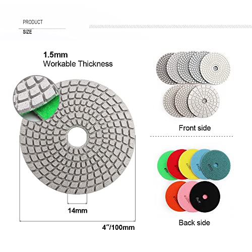 8Pcs 4 Inch Diamond Wet Polishing Pads Grit 50 U988712