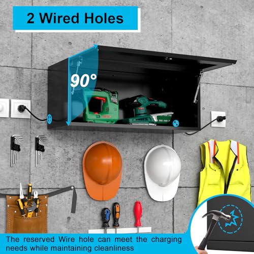 Metal Wall Garage Storage Cabinet, 20" H Wall Cabinets with Doors and Shelves, Locking Garage Cabinets Wall Mounted N9207