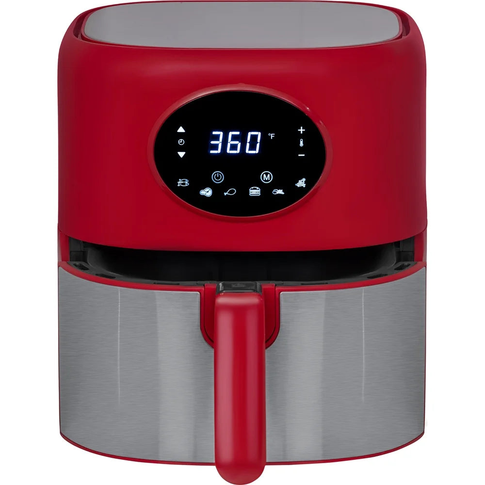 3.7QT Digital Air Fryer with Non-Stick Basket, Red Q205943