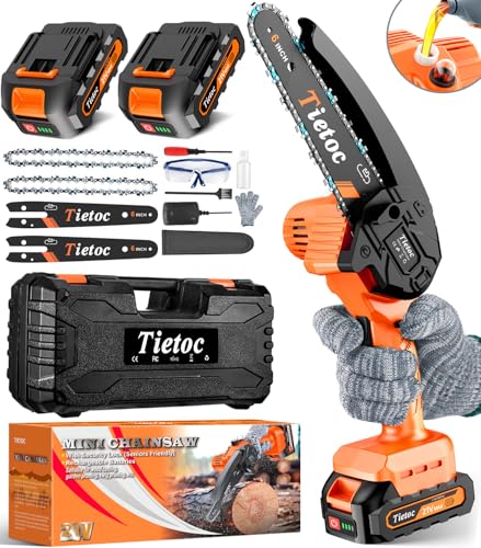 Mini Chainsaw 6 Inch Cordless 2Pcs 21V Batteries Portable Electric Chain Saw W1938