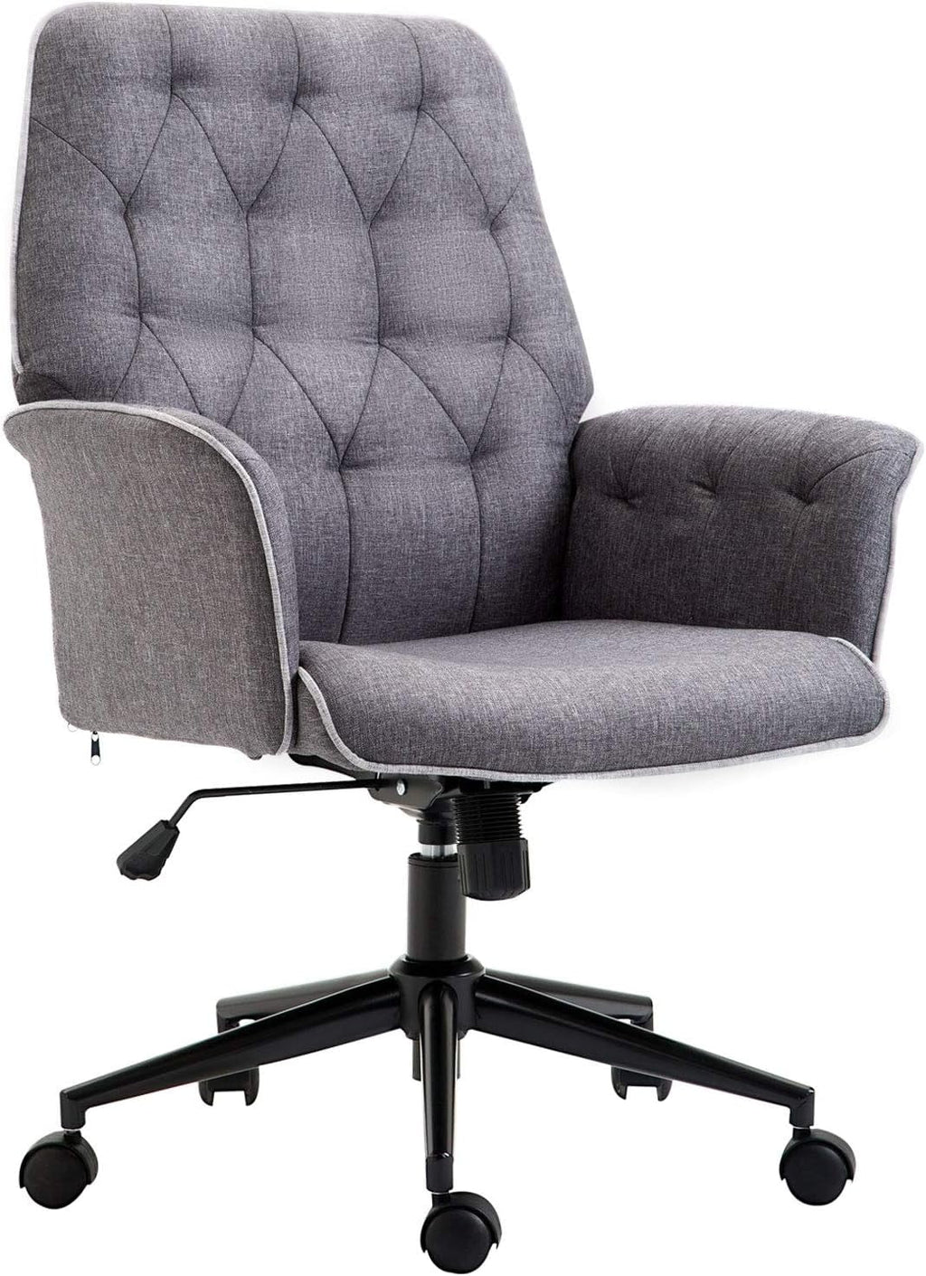 Dark Gray Linen Office Chair with Swivel Wheels D658