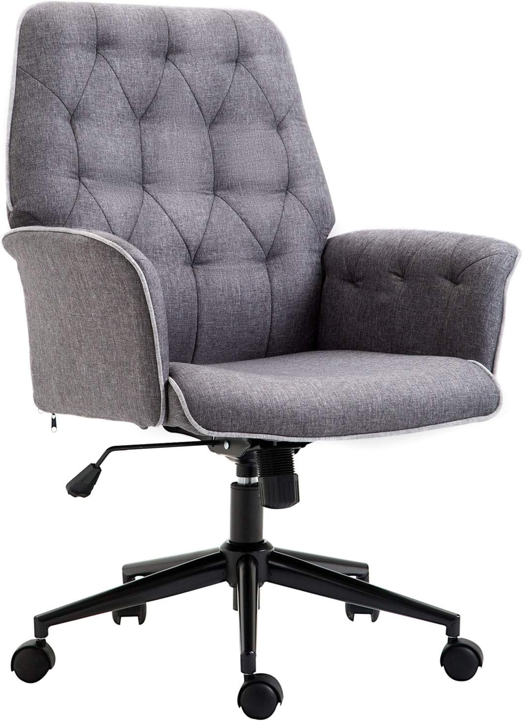 Dark Gray Linen Office Chair with Swivel Wheels D658