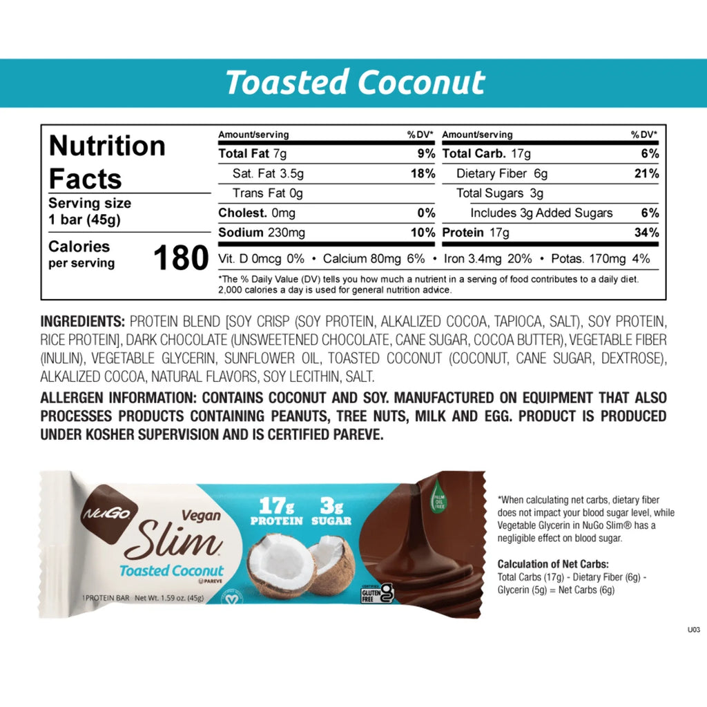 Dark Chocolate Toasted Coconut 12 Count Protein Bar W719
