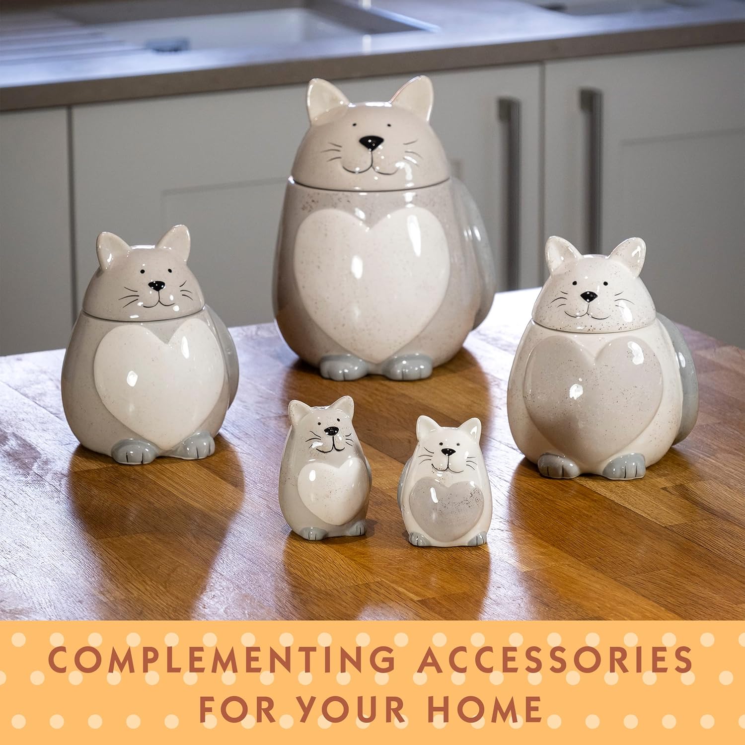 Cat Salt and Pepper Shakers Set, Ceramic Gray and White I64020