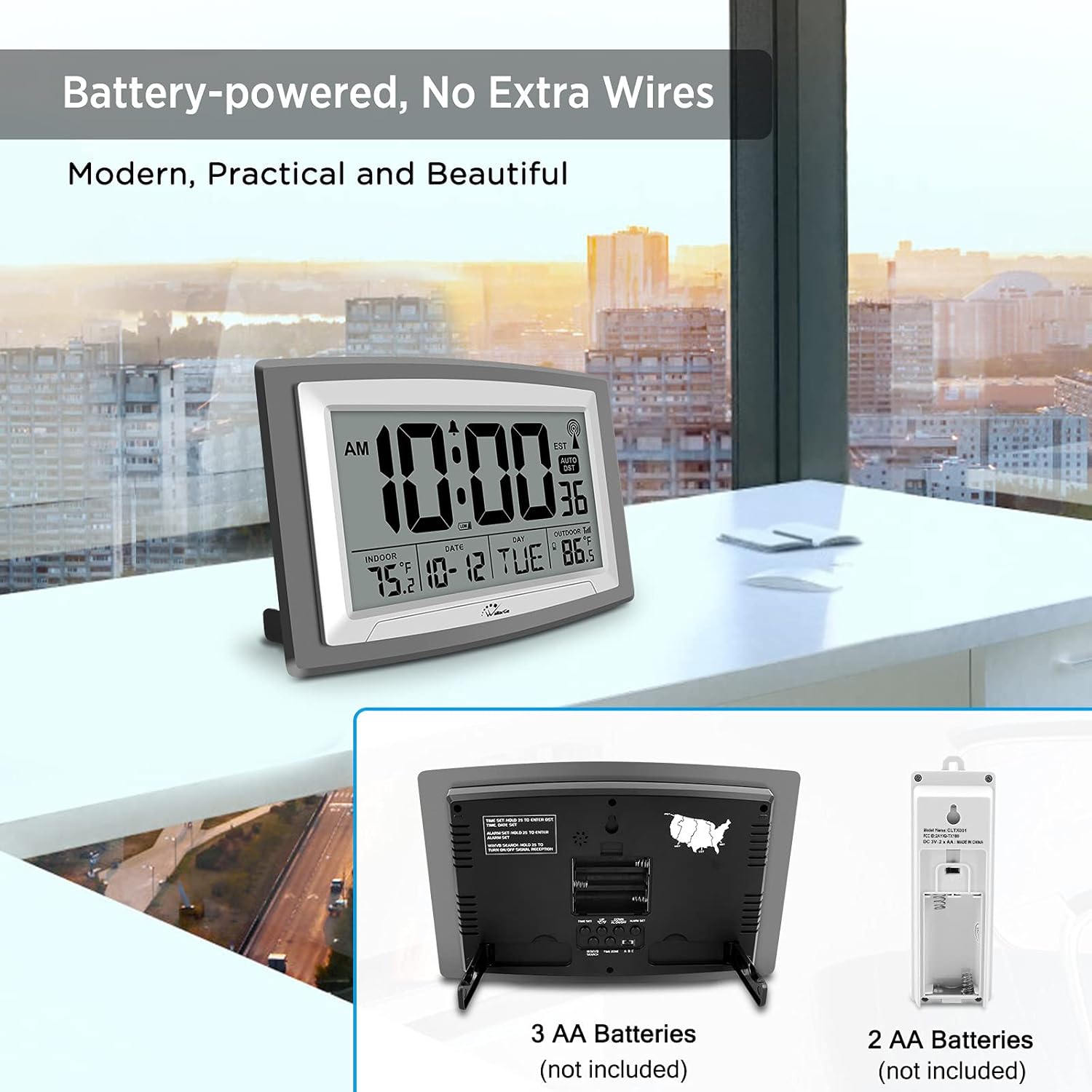 12.5 Inch Self-Setting Digital Clock with Indoor Temperature Q4902