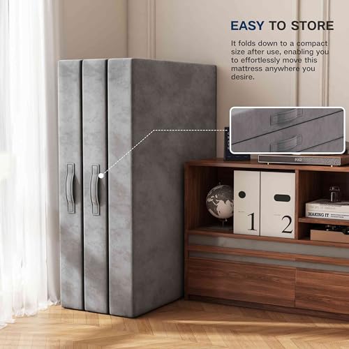 4 inch Single Folding Memory Foam Mattress with Washable Covers X76431
