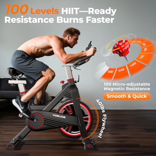 Magnetic Exercise Bike 350 lbs Weight Capacity Indoor Cycling Bike Stationary with Comfortable Seat Cushion Silent Belt Drive H75729