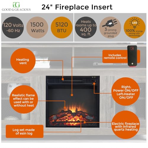 Grey Fireplace TV Stand with Electric Fireplace for TVs up to 65" Q83065