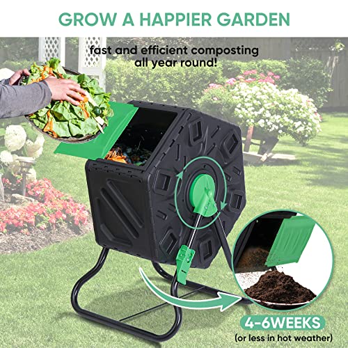 37 Gallon Black Dual Chamber Tumbling Composter I520618