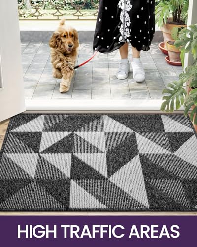 Black Non Slip Washable Absorbent Low-Profile Entrance Mat, 24"X36" Q125