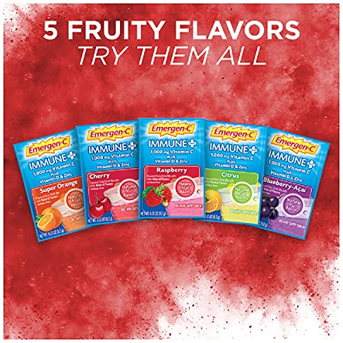 Raspberry Flavor Vitamin C Powder with Vitamin D, Zinc, Antioxidants and Electrolytes - 30 Count F981