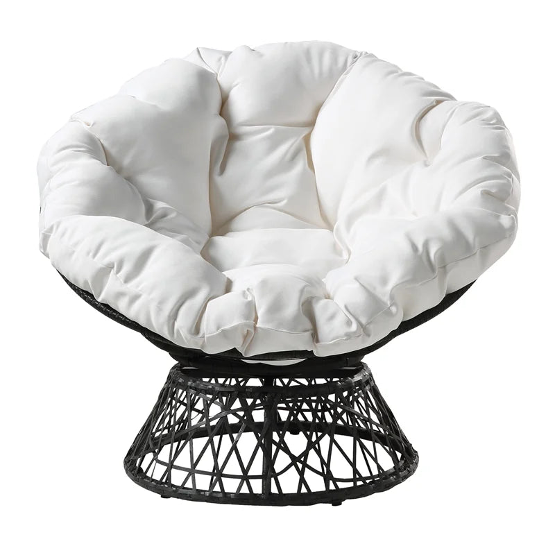 White cushion Papasan Chair with Black Frame Z954531
