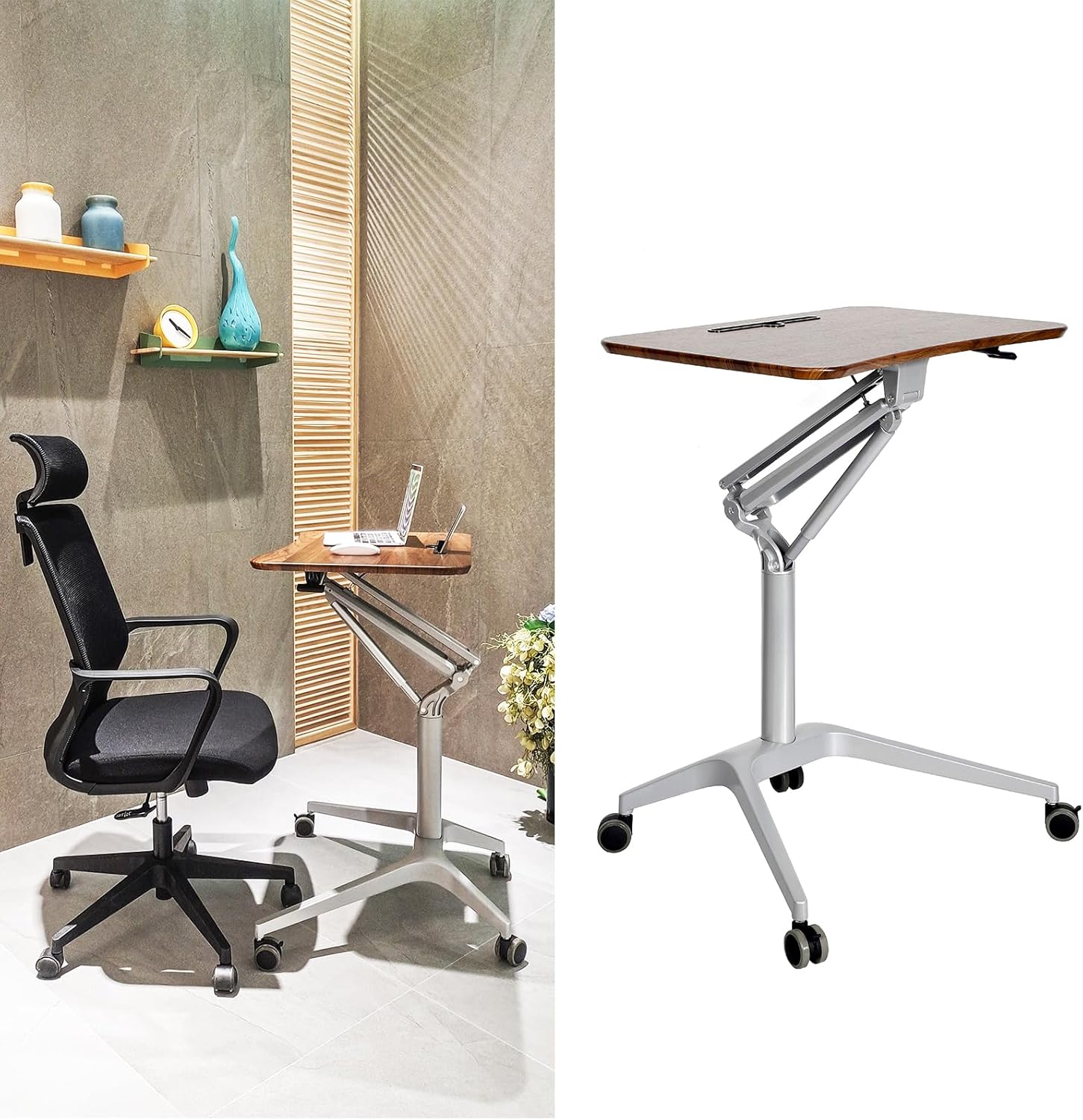 Adjustable Height Rolling Laptop Stand Desk with Wheels A54630