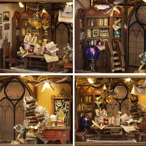 Miniature House Kit DIY Dollhouse Kit with Furnitures 3D Wooden Puzzle Bookend Bookshelf Decor Tiny House Crafts I854190