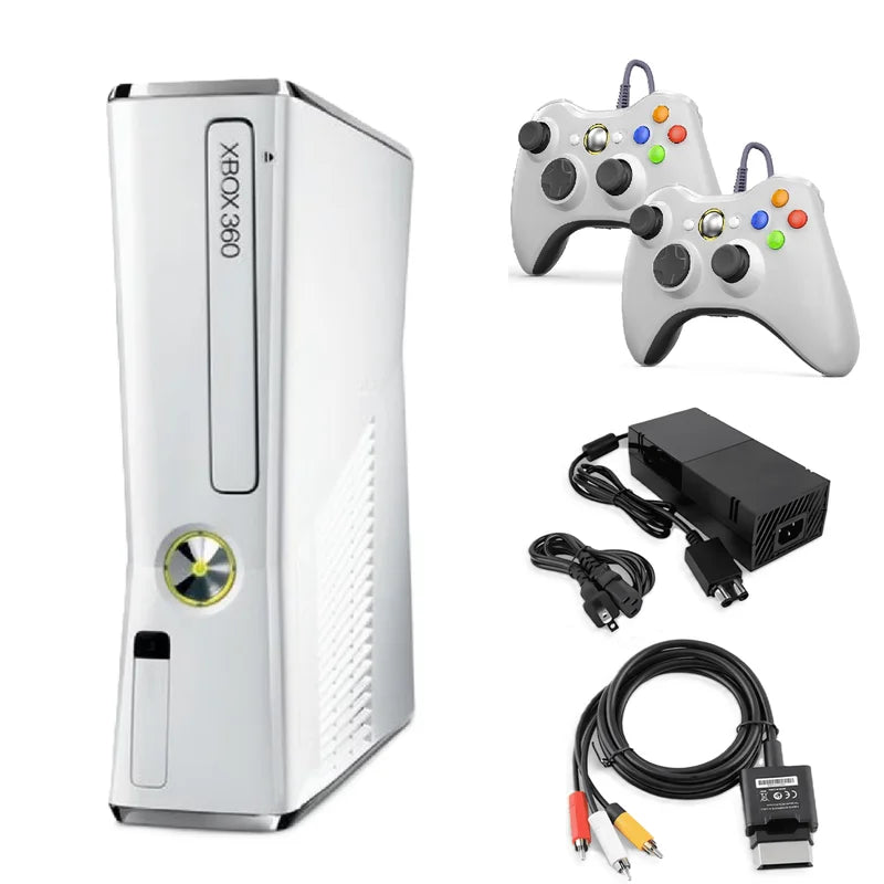 Restored Xbox 360 S 4GB Game Console White with 2 White Controllers I658910