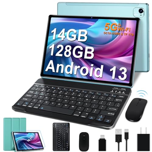 11 Inch Android Tablet with 16GB+256GB+1TB Expand, 8600mAh, Octa-Core 2.0 GHz, 5G WiFi, Dual Camera, Bluetooth 5.0, HD Screen with Keyboard Mouse - Grey Z94037