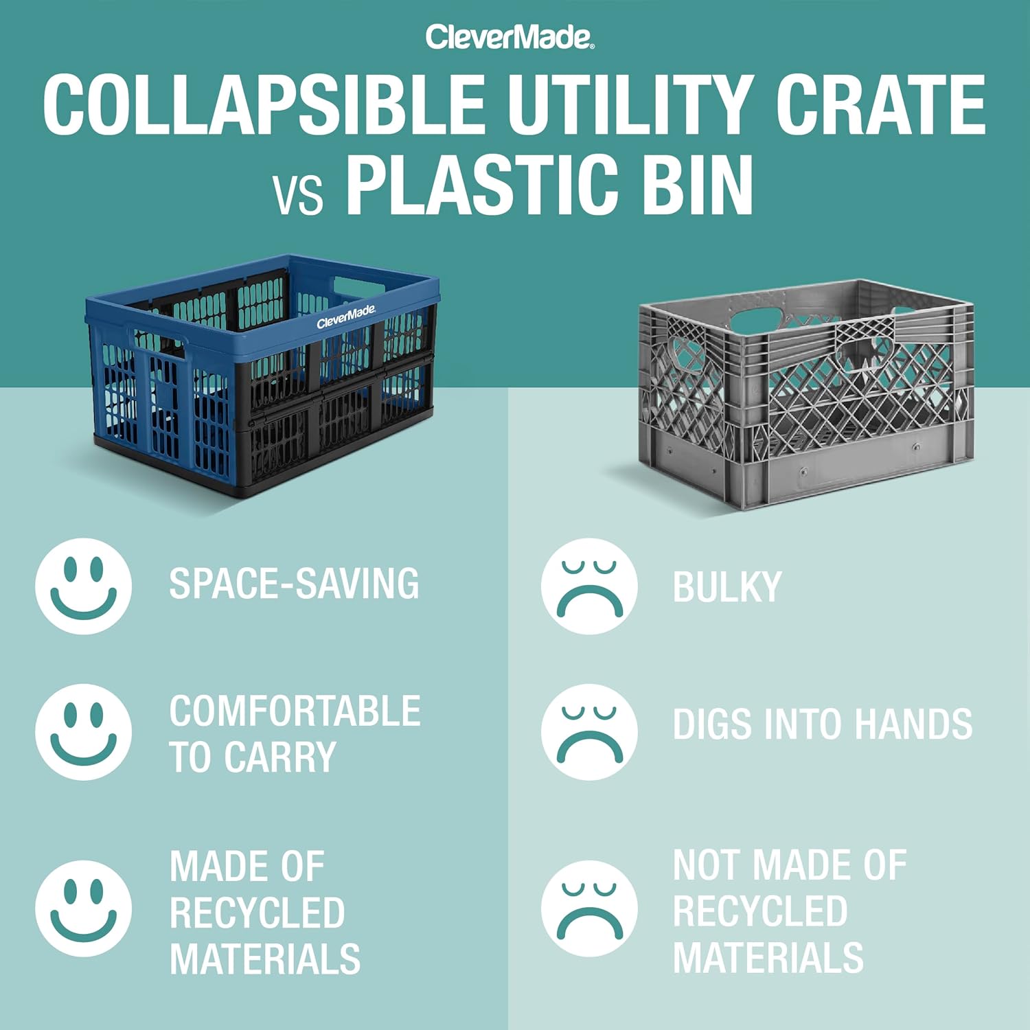 3PK 45L Collapsible Plastic Storage Bins T290544