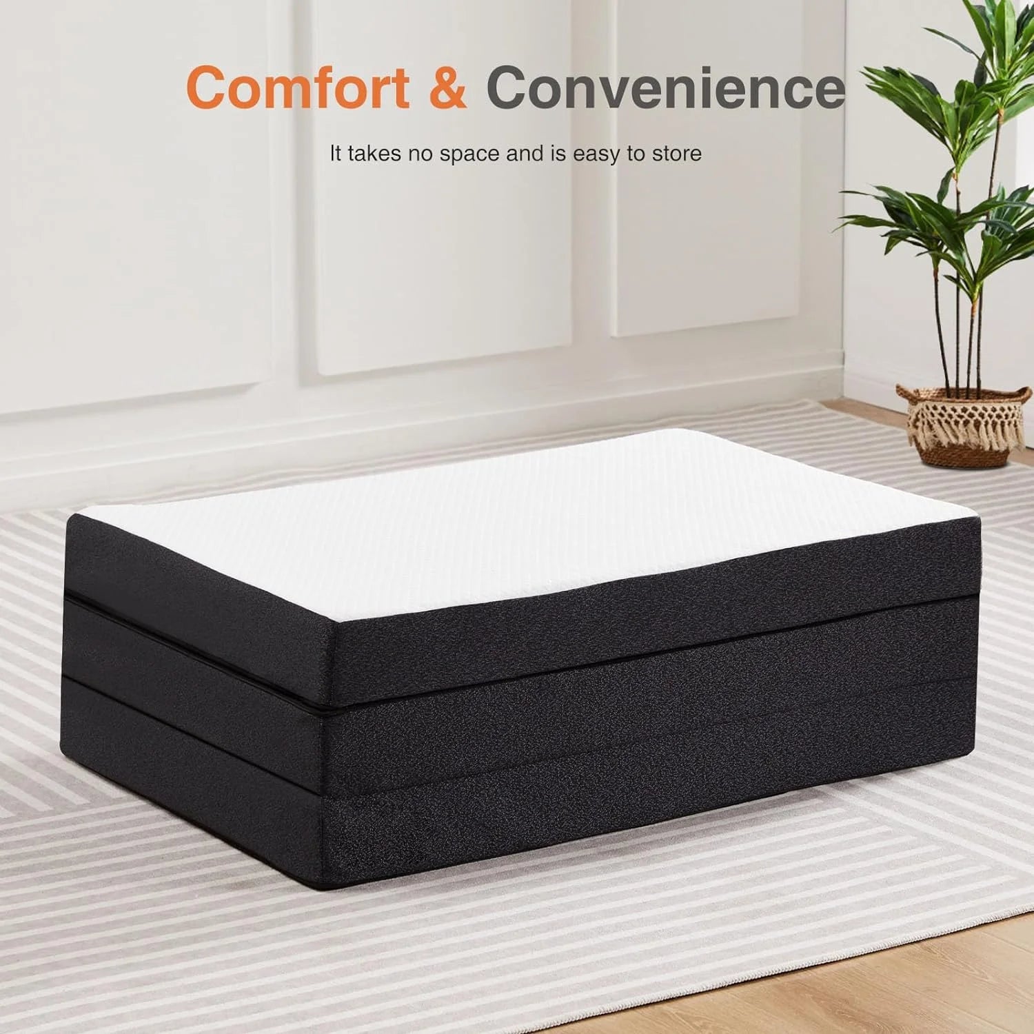 4 Inch Tri Folding Memory Foam Mattress with Breathable Cover O6508