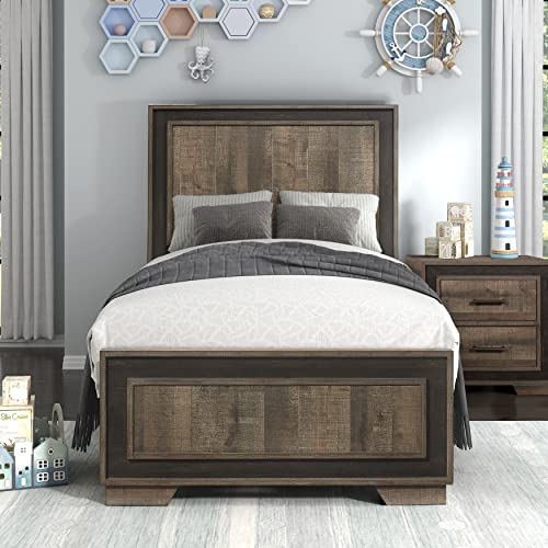 Twin Two-Tone Panel Bed Y767