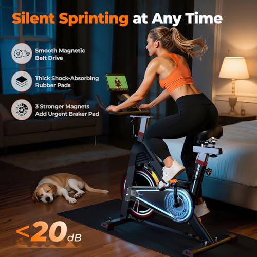 Magnetic Exercise Bike 350 lbs Weight Capacity Indoor Cycling Bike Stationary with Comfortable Seat Cushion Silent Belt Drive H75729
