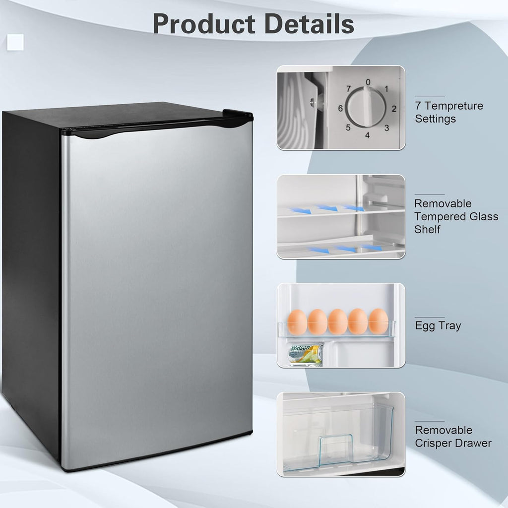 3.1 Cu. Ft. Mini Fridge with Freezer, Silver D48710