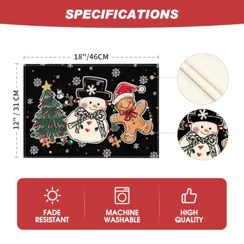 Set of 4 12x18 Inch Christmas Placemats Y2244