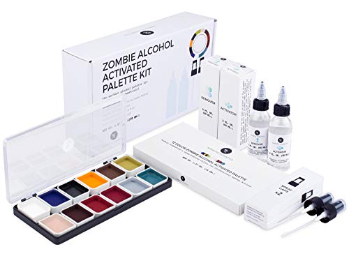 Zombie Alcohol-Activated Palette, Activator, and Remover Kit, Professional SFX Makeup Set R240
