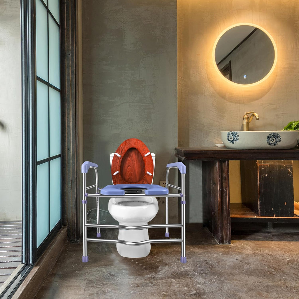 Raised Toilet Seat with Handles 400lbs, Adjustable Height R69221
