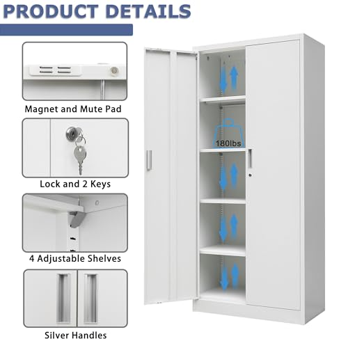 72" H x 36" W x 18" D White Steel Locking Storage Cabinet with Adjustable Shelves K11850