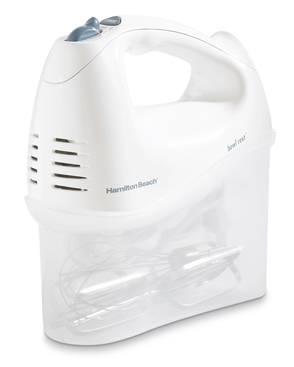 6 Speed Electric Hand Mixer with Whisk, Beaters, Snap-On Case, 250 Watts, White P91091