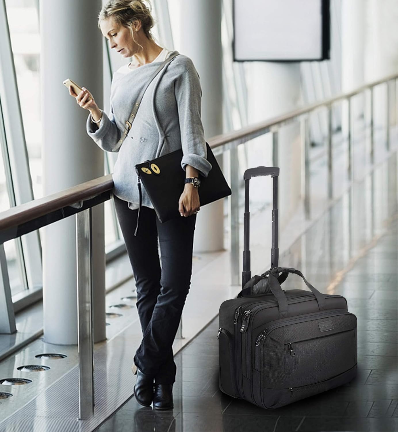 Rolling Laptop Bag Wheeled Briefcase for 17.3 Inch Laptop R343