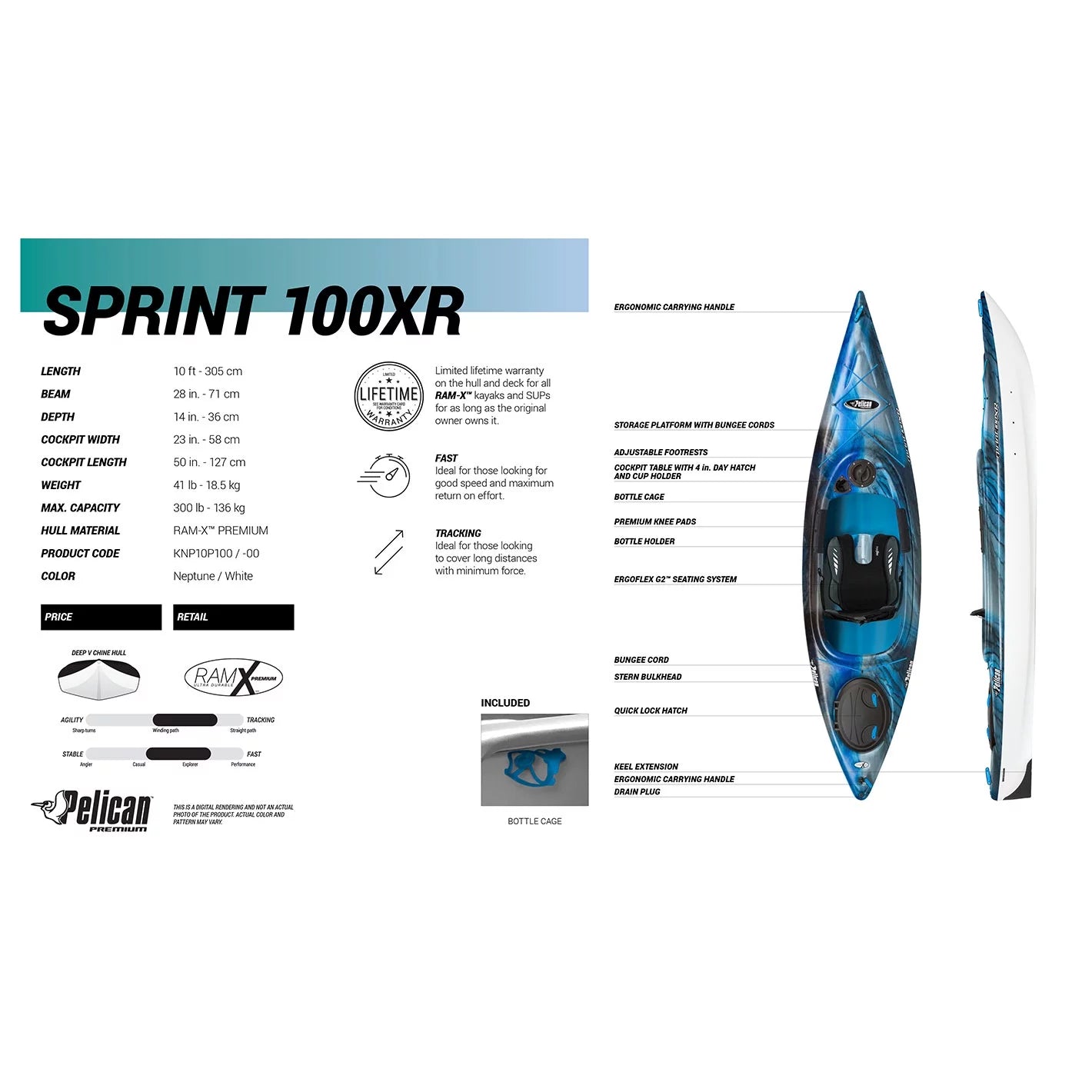 Sit-In Performance Kayak 10 ft E105