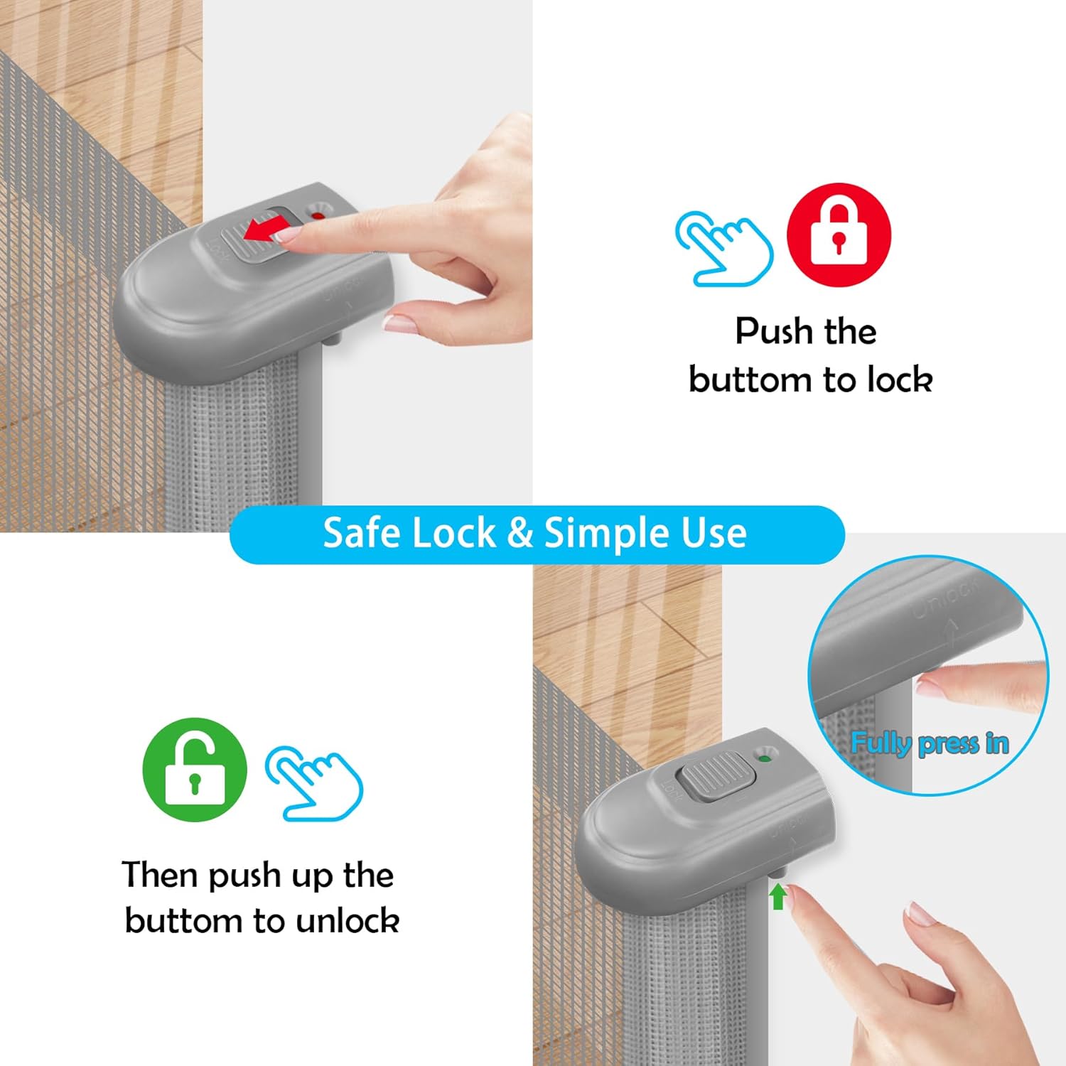 Retractable Baby Gate 33” Tall, Extends to 71” R516