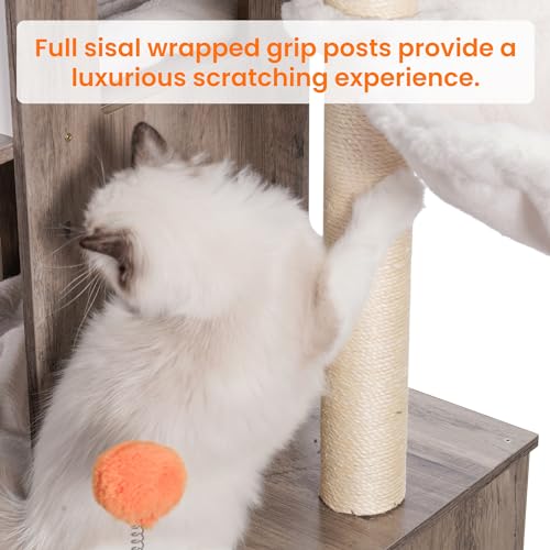 Rustic Gray Cat Tree with Litter Box Enclosure Y32767