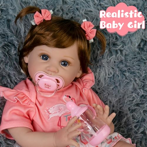 22 inch Lifelike Reborn Baby Doll with Feeding Toy Accessories Set U830195