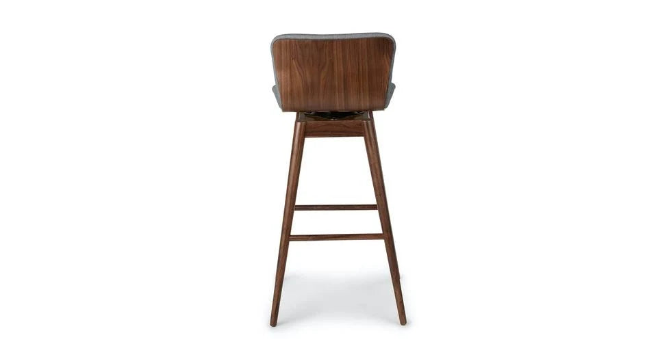 Gray Fabric Walnut Legs Swivel Bar Stool F69698